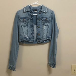 Crop denim jean jacket